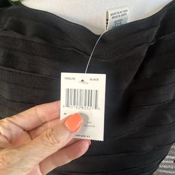 Max Studio Black Tiered Ruffled Bandage Bodycon Short Sleeve Dress Size Medium - Picture 2 of 5